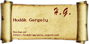 Hudák Gergely névjegykártya